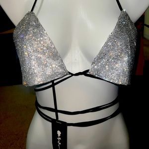 RHINESTONE STRAPY TRIANGLE TOP